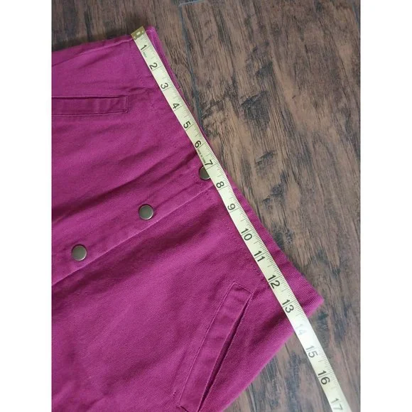 Harper Heritage MAROON Full Snap Pocket Mini Skirt Sz S - Picture 6 of 8